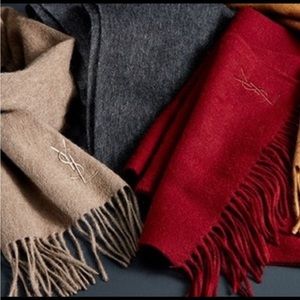 Yves Saint Laurent Logo-Embroidered Wool Scarf